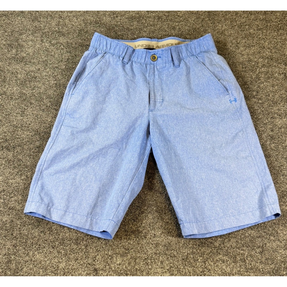 #80 Under Armour Mens HeatGear Golf Shorts Blue Heathered Loose Fit Size 30
